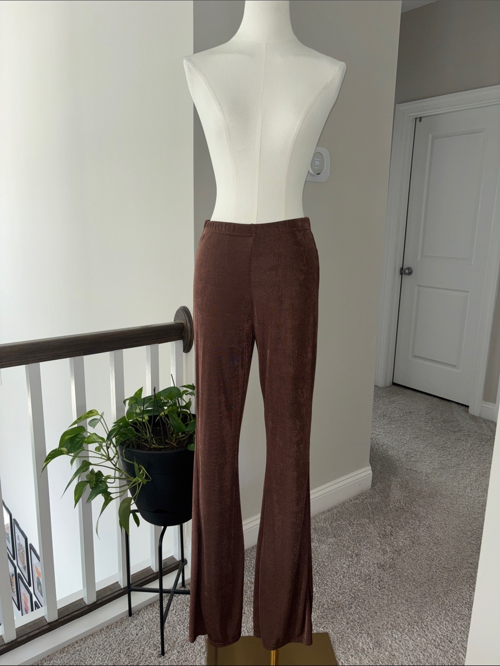 PrettyLittleThing Chocolate Brown Velvet Wide-Leg Pants